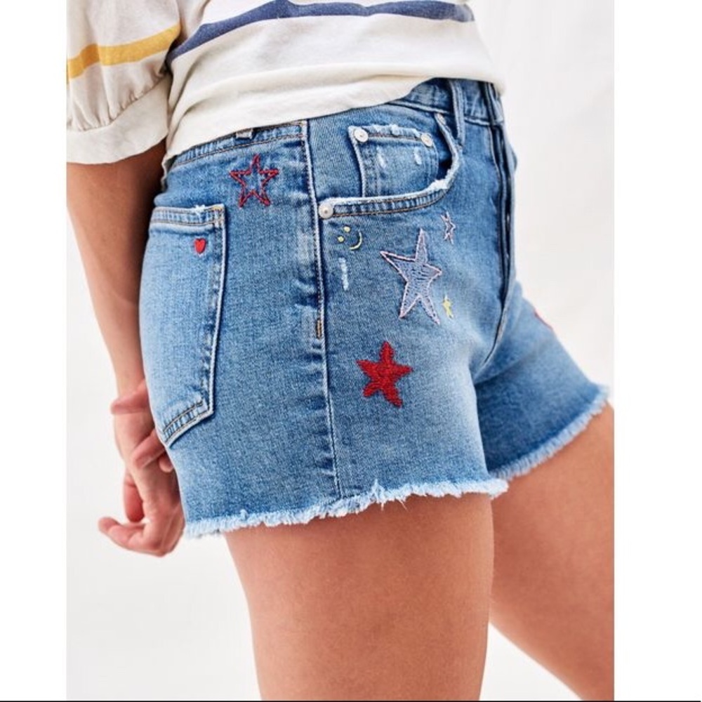 Sundry Embroidered Stars Denim Shorts